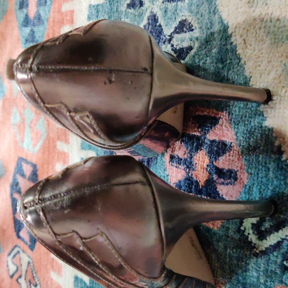 Silver Platinum Joey O Peep Toe High Heels - Picture 4 of 5
